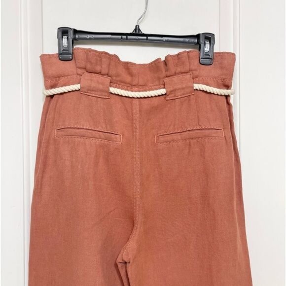 New VERONICA BEARD Karter Belted Linen-Cotton Pants 4 - Picture 10 of 15